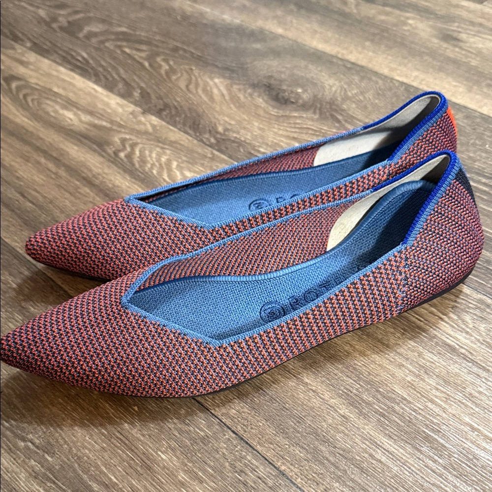 Rothy's Red and Blue Pointed Knit Flats